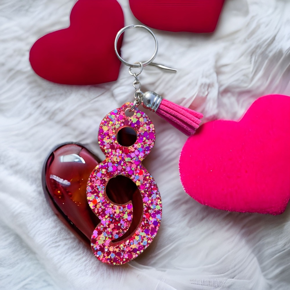 Red & Pink Custom Resin Keychain | Keep Going Keychain | Mental Health Keychain